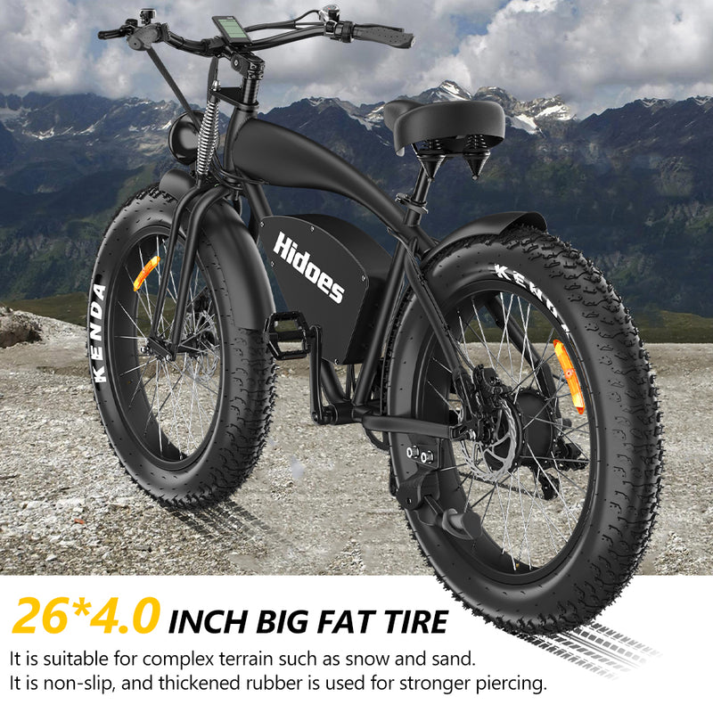 Chargez l&#39;image dans la visionneuse de la galerie, Hidoes® B3 1200W Electric Bike | Retro Fat Tire Electric Bike | 48V 18.2Ah Battery, Long Range 60 Miles
