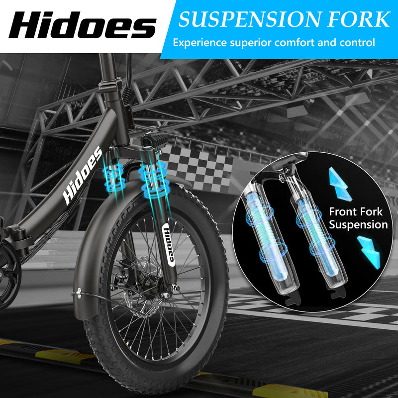 Load image into Gallery viewer, Hidoes C2 Folding electric bike for commuting with front fork suspension
