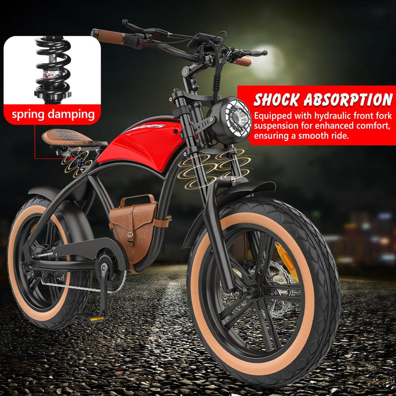 Chargez l&#39;image dans la visionneuse de la galerie, Hidoes® B10 1000W Electric Bike, Fat Tire Cruiser Electric Bike, 48V 13Ah Battery, Long Range 40 Miles
