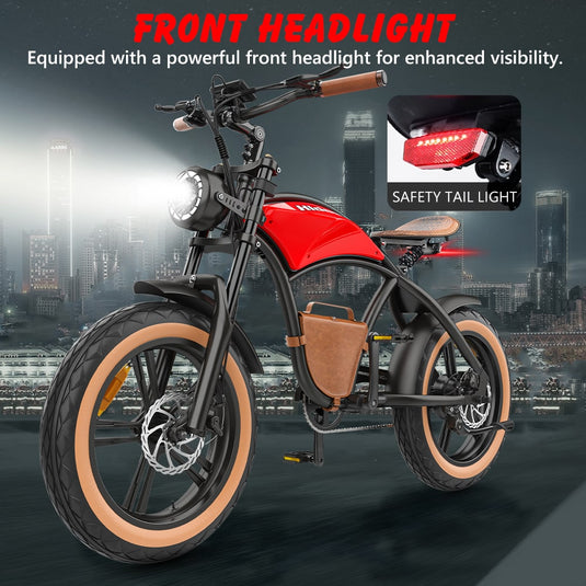 Hidoes® B10 1000W Electric Bike, Fat Tire Cruiser Electric Bike, 48V 13Ah Battery, Long Range 40 Miles