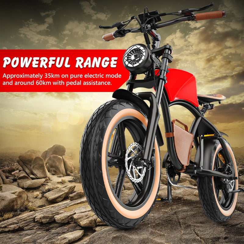 Chargez l&#39;image dans la visionneuse de la galerie, Hidoes® B10 1000W Electric Bike, Fat Tire Cruiser Electric Bike, 48V 13Ah Battery, Long Range 40 Miles
