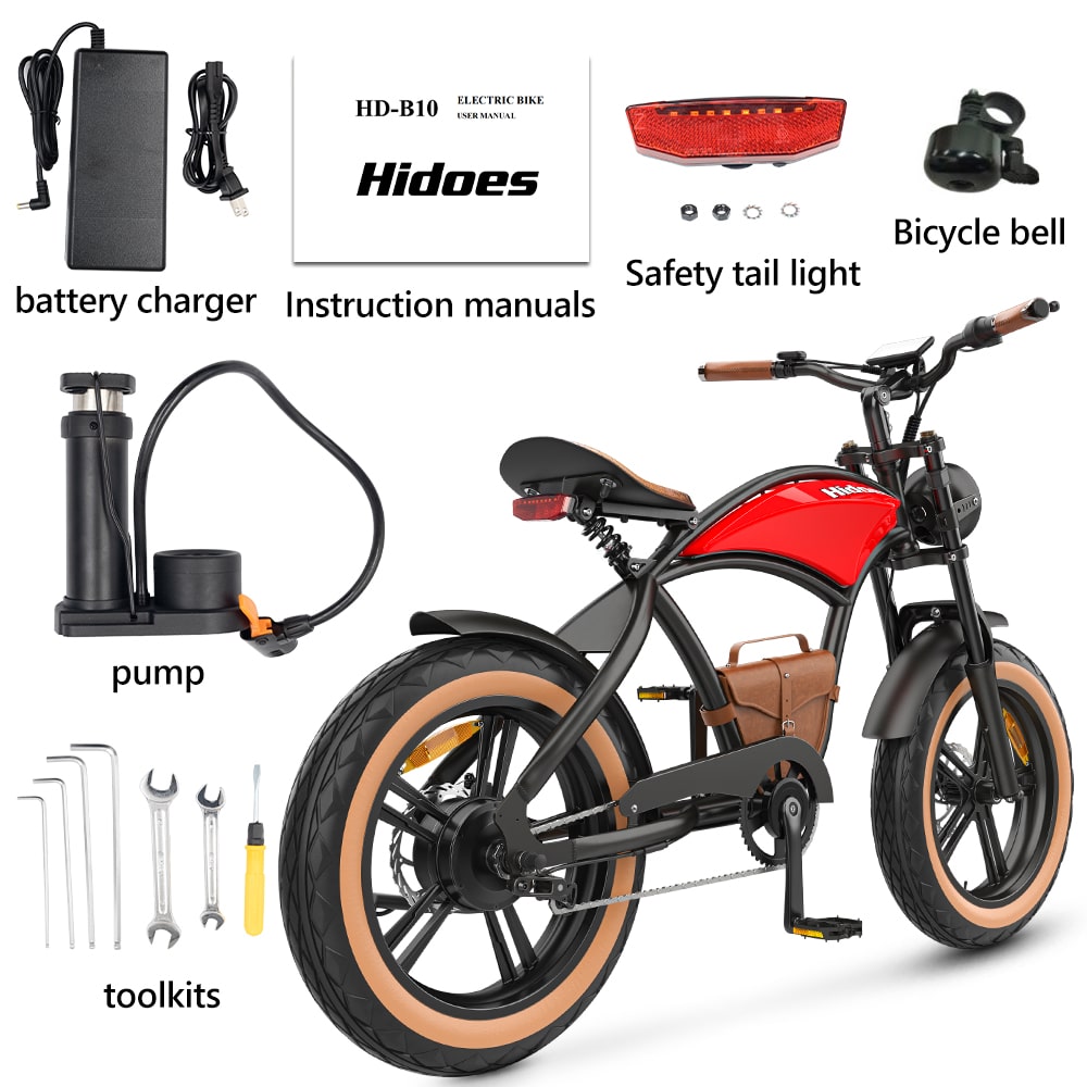 Hidoes® B10 1000W Electric Bike, Fat Tire Cruiser Electric Bike, 48V 13Ah Battery, Long Range 40 Miles