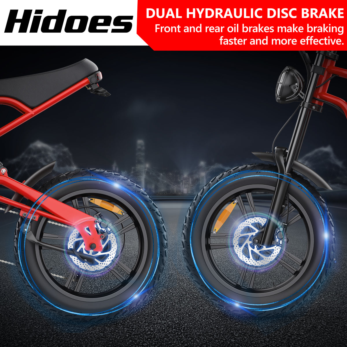 Hidoes B6 fat tire electric bike with front and rear oil disc brake