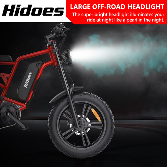 Hidoes B6 fat tire electric bike with bright LED lighting System