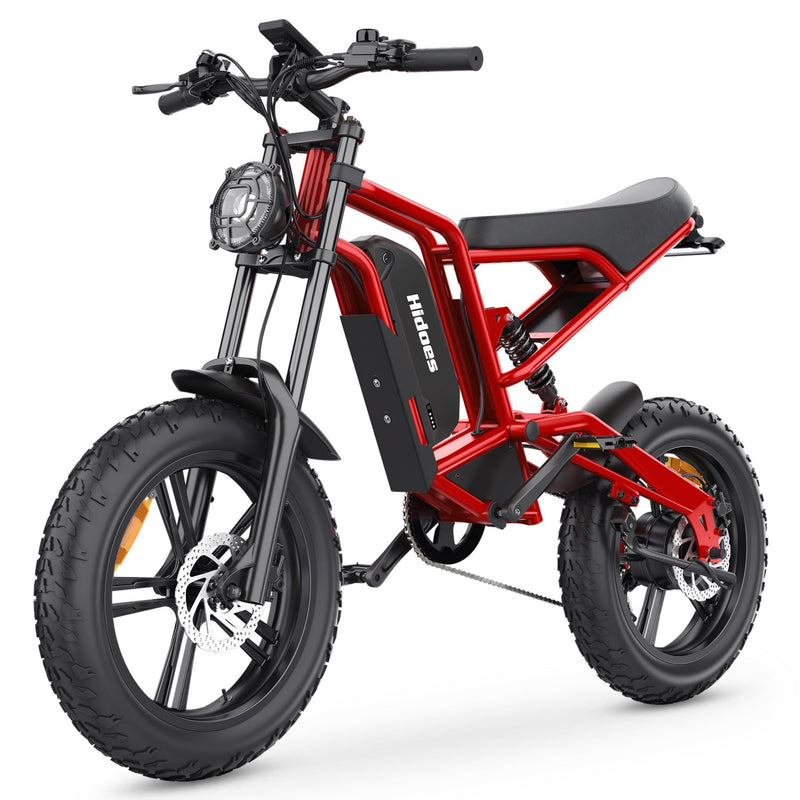 Load image into Gallery viewer, Hidoes® B6 1200W Electric Fat Bike, 20&quot;x4&quot; Fat Tire eBike, 48V 15Ah Battery, 50 Miles Long Range - Red Color
