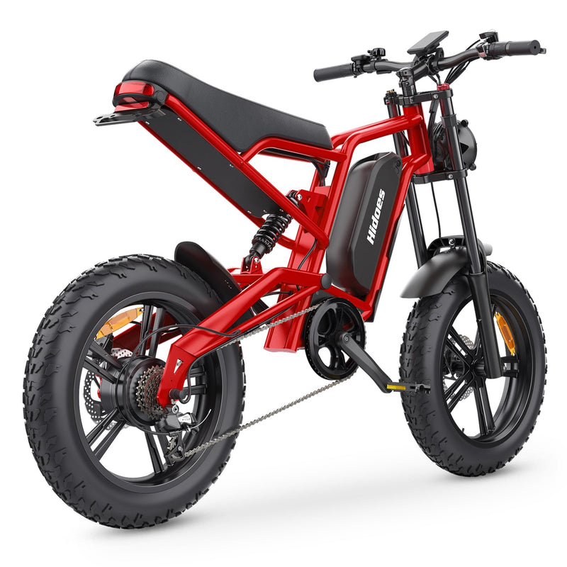 Laden Sie das Bild in Galerie -Viewer, Hidoes® B6 1200W Electric Fat Bike, 20&quot;x4&quot; Fat Tire eBike, 48V 15Ah Battery, 50 Miles Long Range - Red Color

