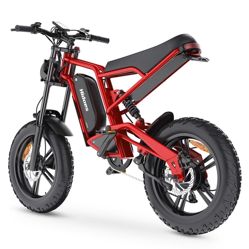 Laden Sie das Bild in Galerie -Viewer, Hidoes® B6 1200W Electric Fat Bike, 20&quot;x4&quot; Fat Tire eBike, 48V 15Ah Battery, 50 Miles Long Range - Red Color
