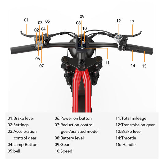 Hidoes® B6 1200W Electric Fat Bike, 20"x4" Fat Tire eBike, 48V 15.6Ah Battery, 50 Miles Long Range - Red Color