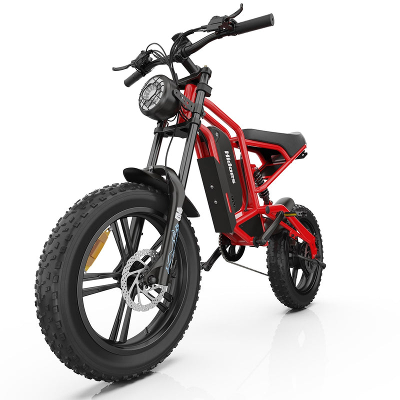 Chargez l&#39;image dans la visionneuse de la galerie, Hidoes® B6 1200W Electric Fat Bike, 20&quot;x4&quot; Fat Tire eBike, 48V 15.6Ah Battery, 50 Miles Long Range - Red Color
