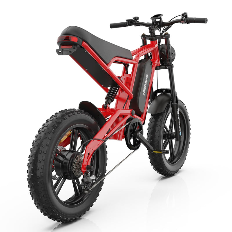 Laden Sie das Bild in Galerie -Viewer, Hidoes® B6 1200W Electric Fat Bike, 20&quot;x4&quot; Fat Tire eBike, 48V 15.6Ah Battery, 50 Miles Long Range - Red Color
