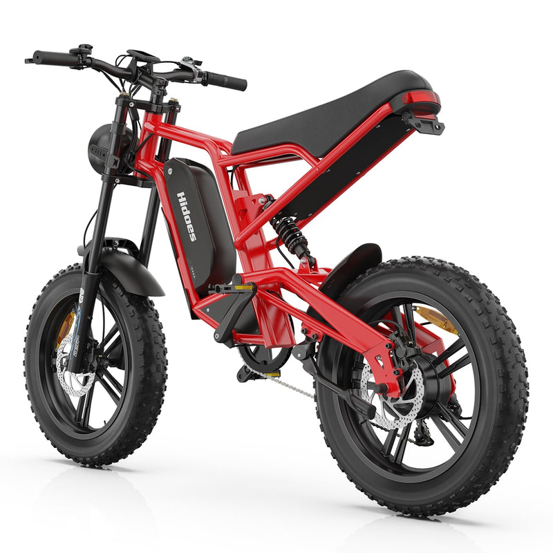 Laden Sie das Bild in Galerie -Viewer, Hidoes® B6 1200W Electric Fat Bike, 20&quot;x4&quot; Fat Tire eBike, 48V 15.6Ah Battery, 50 Miles Long Range - Red Color
