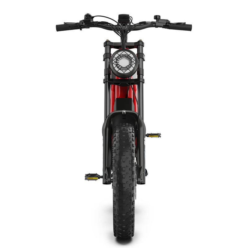 Chargez l&#39;image dans la visionneuse de la galerie, Hidoes® B6 1200W Electric Fat Bike, 20&quot;x4&quot; Fat Tire eBike, 48V 15.6Ah Battery, 50 Miles Long Range - Red Color
