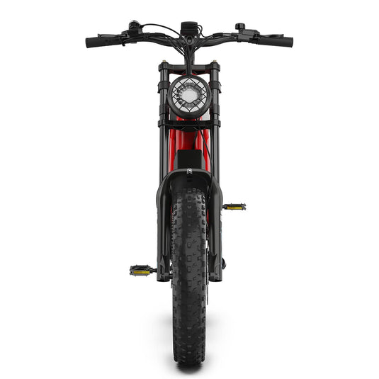 Hidoes® B6 1200W Electric Fat Bike, 20"x4" Fat Tire eBike, 48V 15.6Ah Battery, 50 Miles Long Range - Red Color