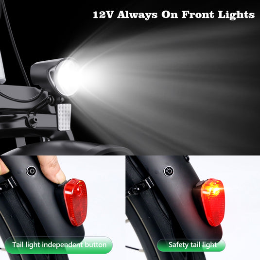 Enhanced Visibility with Headlight and Taillight