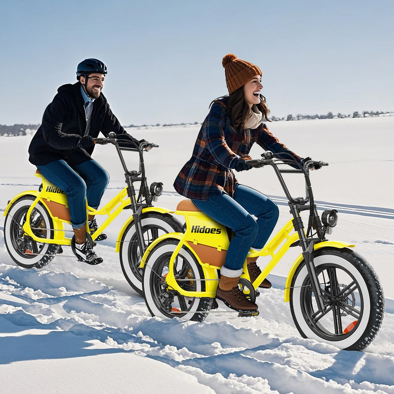 Load image into Gallery viewer, Hidoes® C8 Yellow Electric Bike, 700W Fat Tire eBike with 48V 17Ah Battery, Fast Speed 25 Mph, Long Range 50 Miles, Step-Thru Ebike for Woman
