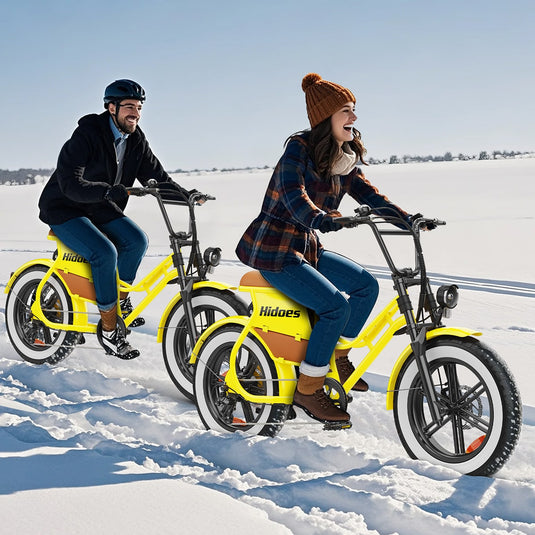 Hidoes® C8 Yellow Electric Bike, 700W Fat Tire eBike with 48V 17Ah Battery, Fast Speed 25 Mph, Long Range 50 Miles, Step-Thru Ebike for Woman